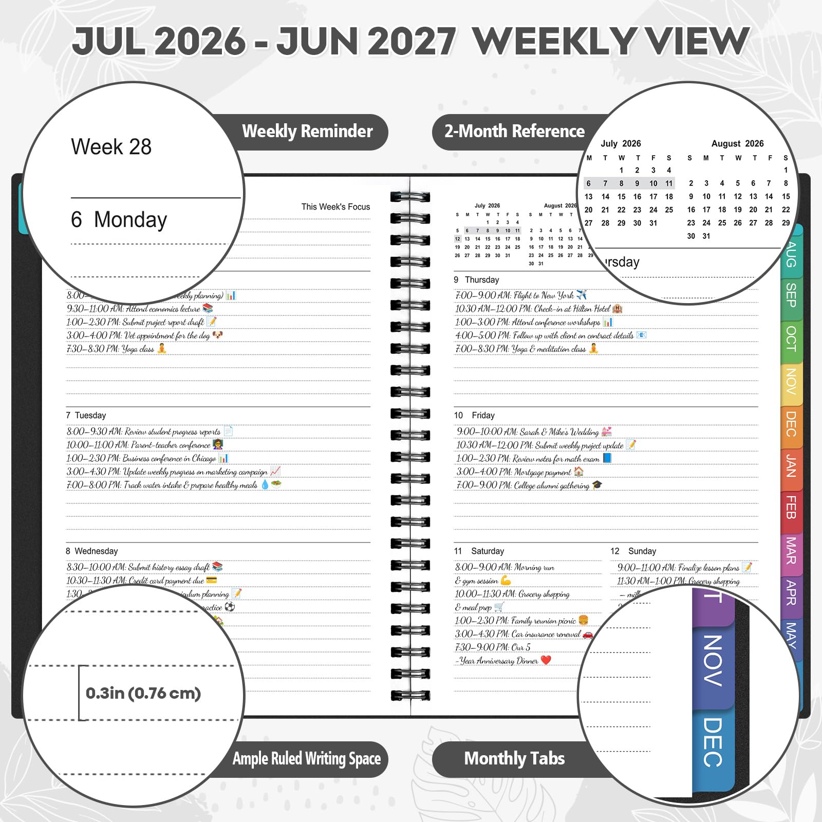 Planner 2026-2027 – Agenda 2026-2027: Planner Weekly and Monthly from July 2026 to June 2027, 8.5" x 11", 2026-2027 Calendar Planner with Monthly Tabs, Flexible Cover, Thick Paper, Inner Pocket for School Office Supplies(Black)