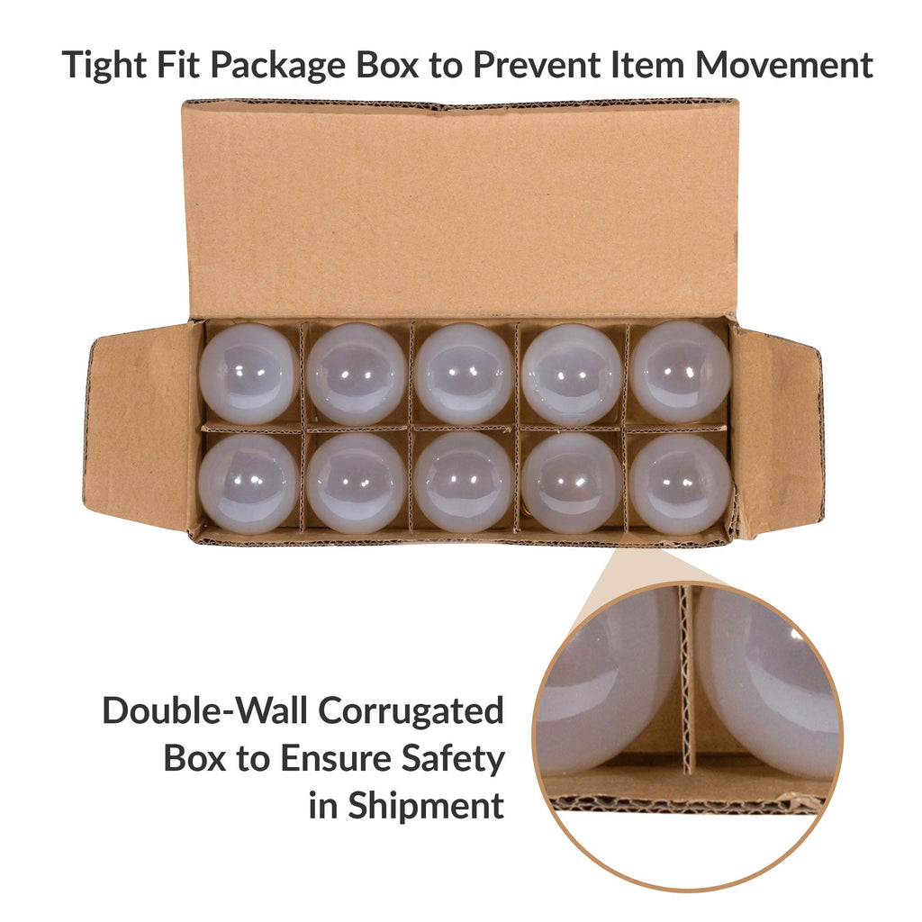 Simba Lighting Small Globe G16.5 Round Bulb 25W E12 Candelabra Base (10 Pack) for Chandelier, Ceiling Fan, Decorative Vanity Lights, Sconce, Aromatic Wax Warmer, Frosted Glass 120V, 2700K Warm White