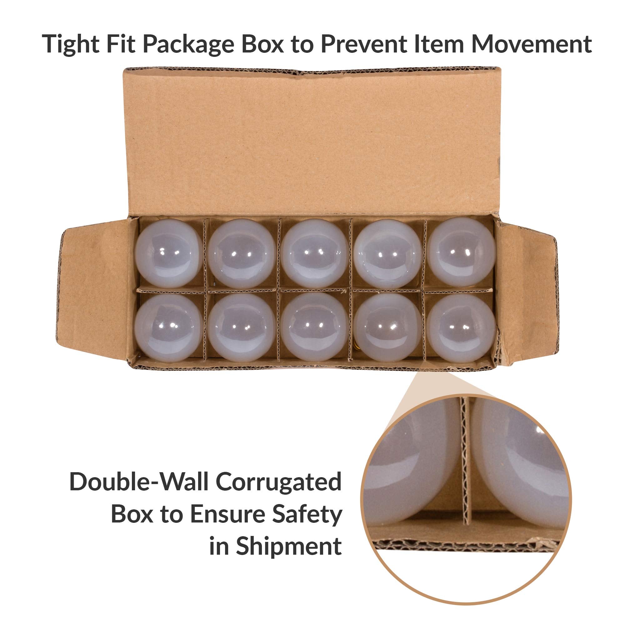 Simba Lighting Small Globe G16.5 Round Bulb 25W E12 Candelabra Base (10 Pack) for Chandelier, Ceiling Fan, Decorative Vanity Lights, Sconce, Aromatic Wax Warmer, Frosted Glass 120V, 2700K Warm White