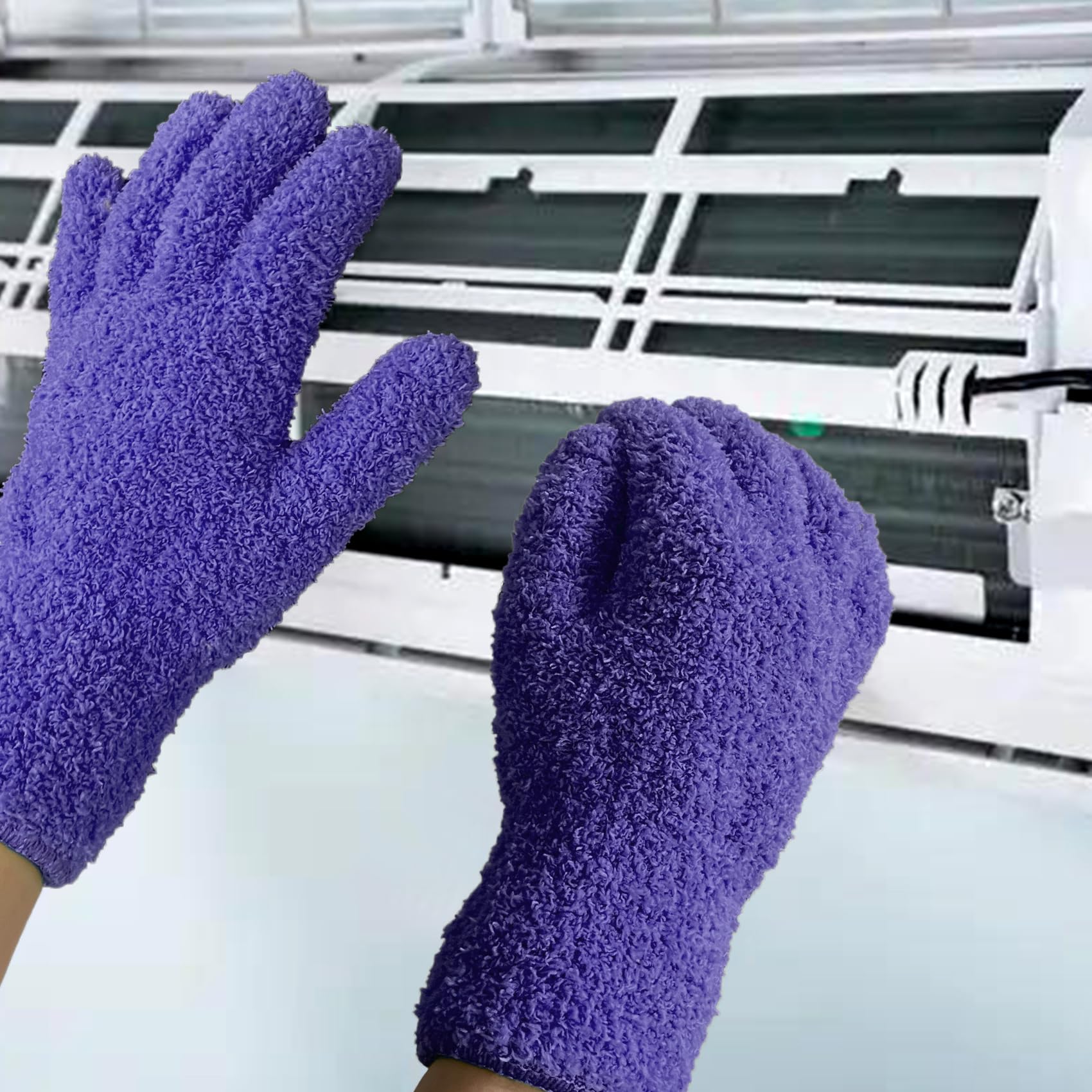 Ikosora 3 Pairs Microfiber Dusting Gloves for House, Car, and Plant Leaf Cleaning - Reusable Mitt for Blinds - Blue, Rose, Purple