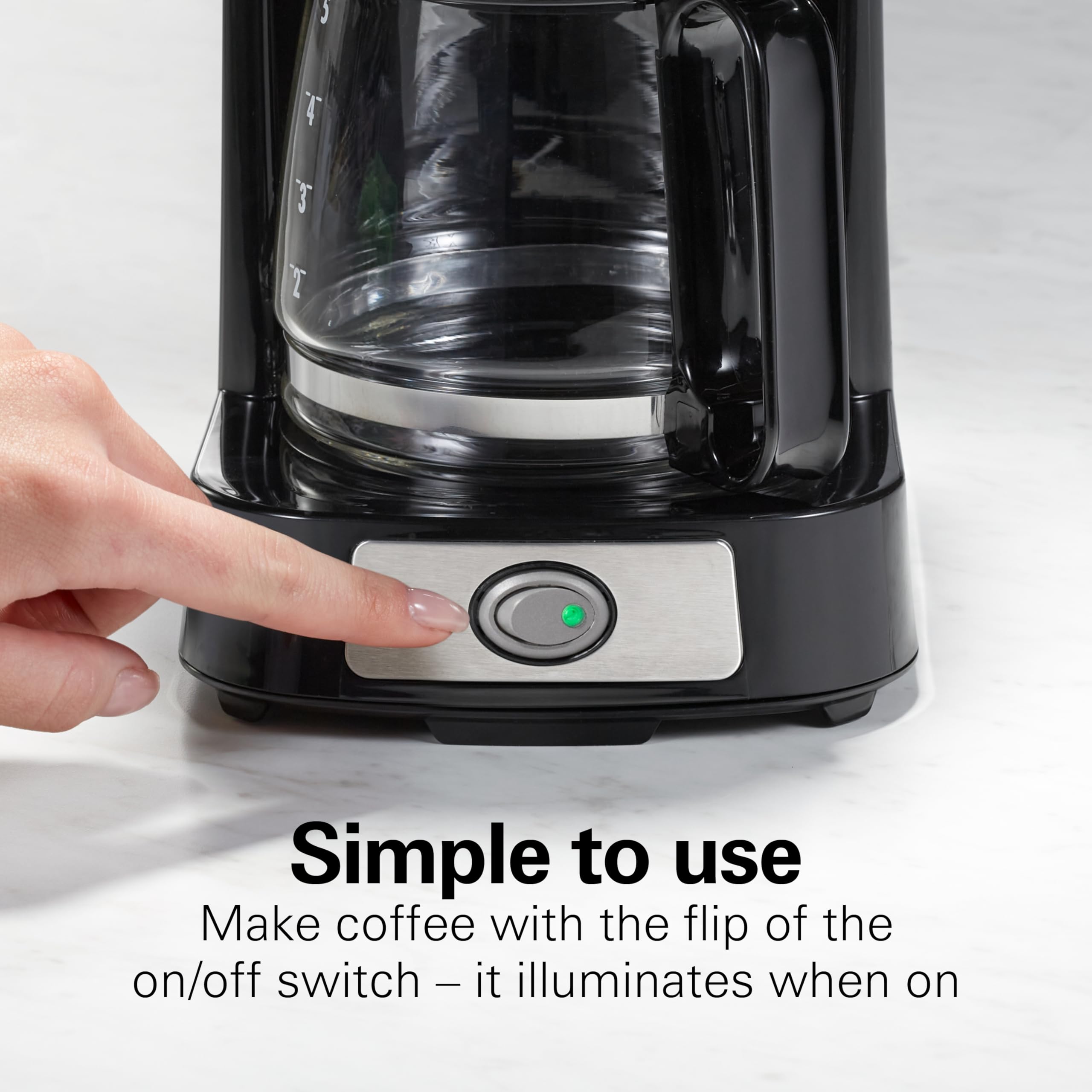 Hamilton Beach FrontFill Mini Brew 5 Cup Coffee Maker, Compact Drip Coffee Maker with Glass Carafe, Auto Pause & Pour, Illuminated On/Off Switch, Black (46112)