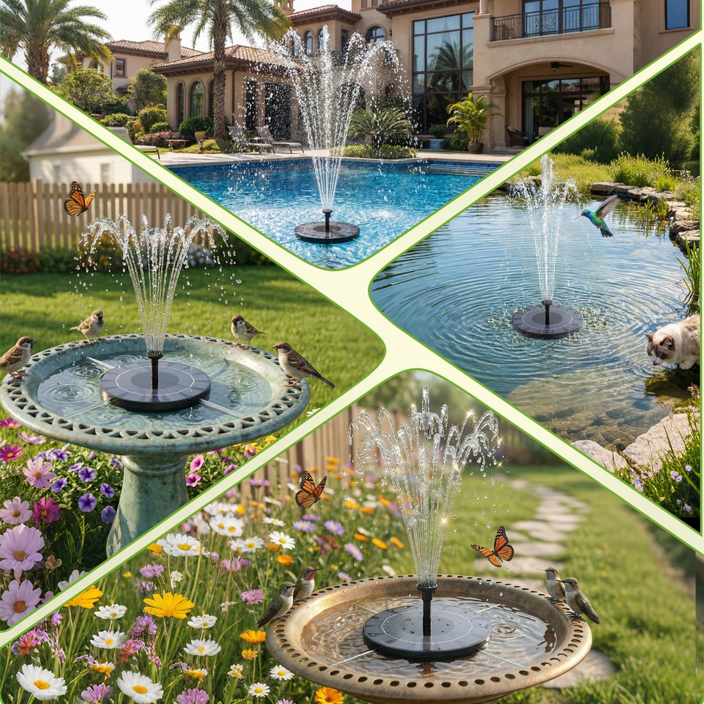 AISITIN Solar Fountain Upgrade, 2.5W 160mm Solar Bird Bath Fountains Pump Outdoor Water Pump Solar Floating Fountain with 6 Fountain Styles for Garden, Bird Bath, Pond, Fish Tank