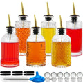 INFTYLE Coffee Syrup Dispenser Olive Oil and Vinegar Glass Bottle Set of 6 Ideal for Kitchen, Coffee Bar, Clear Simple Small Syrup Bottles, with Leak-Proof Lids, Pour Spout, Glass Stopper