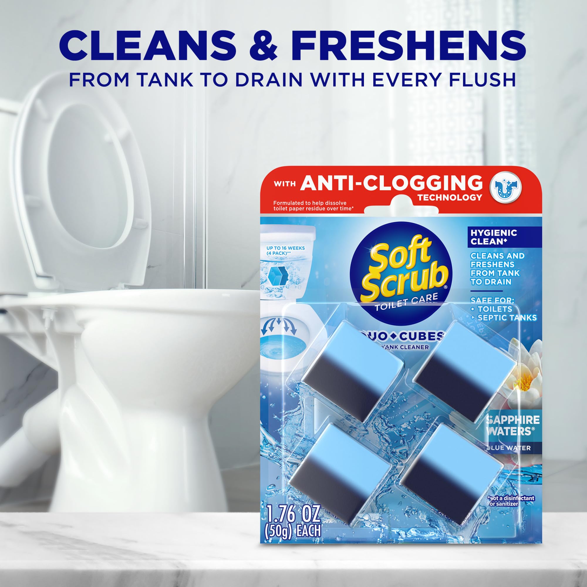 Soft Scrub In-Tank Toilet Cleaner Duo-Cubes, Sapphire Waters