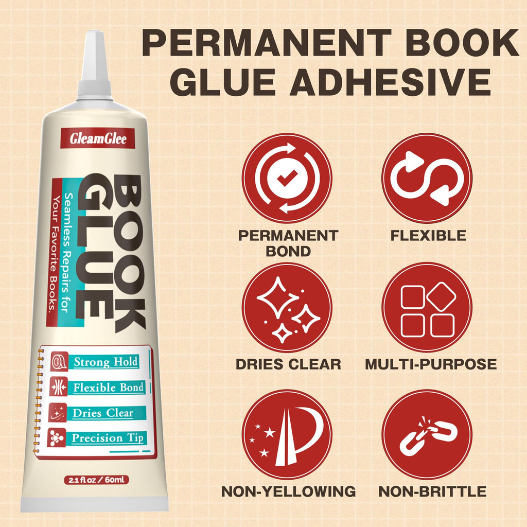 Book Glue, 120ml Permanent Bookbinding Repair Glue, Acid-Free, Dries Clear, Flexible - Ideal for Repairing Bookbinding, Framing, Collage, Paper Art and Crafts