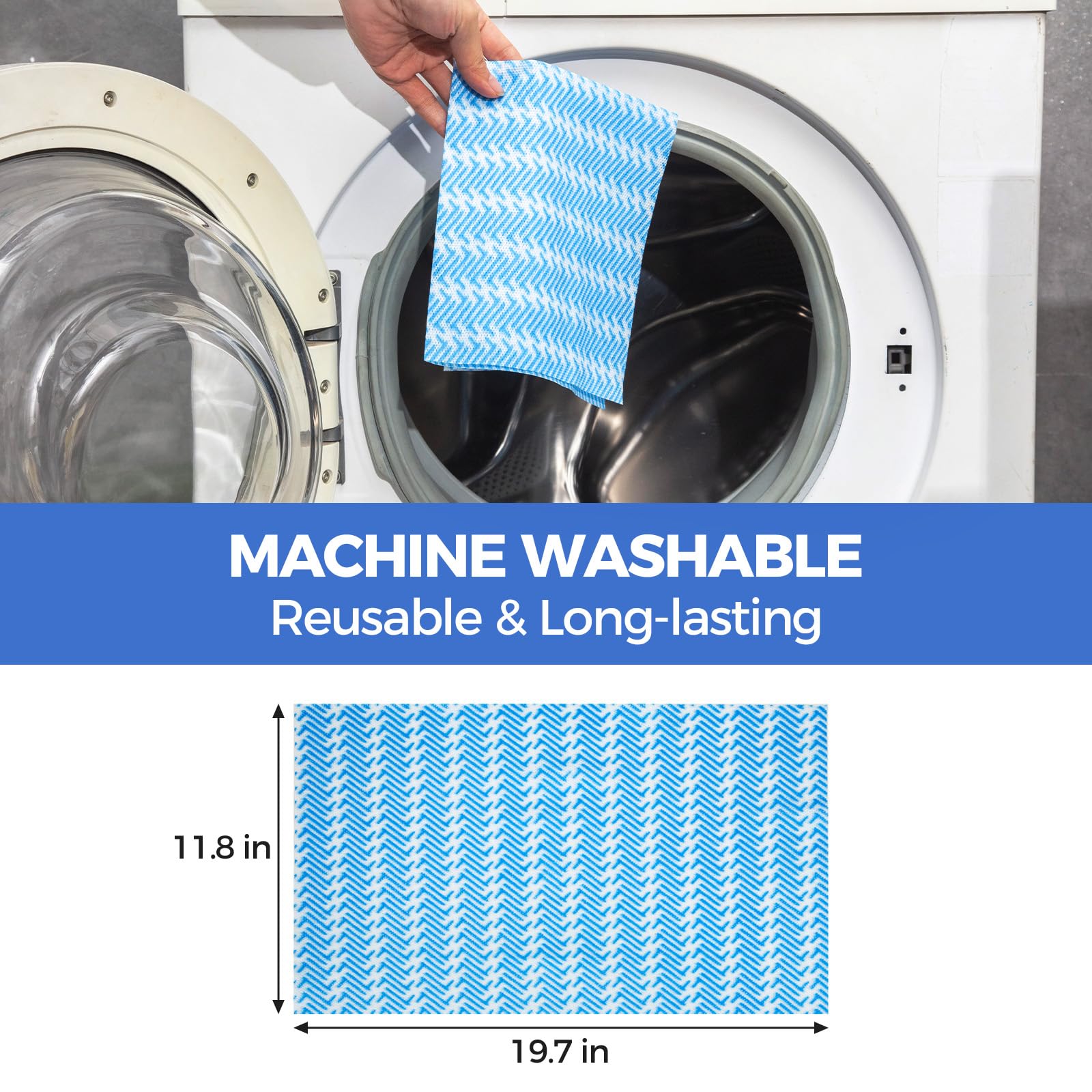 Peachicha Disposable Cleaning Cloth Washing Cloth for Kitchen, Multi-use Dish Towels, Disposable Dish Cloths, Cleaning Rags,100 Count, Blue