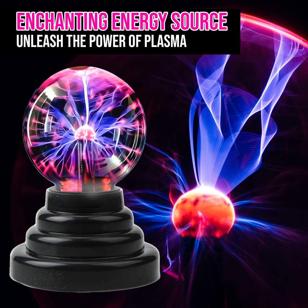 Brewish Plasma Ball Lamp 3 inch Touch Sensitive Novelty Nebula Sphere Globe – USB & Battery Powered Magical Orb Toy Gift for Kids, Men & Women for Birthday, Christmas, Party Celebrations