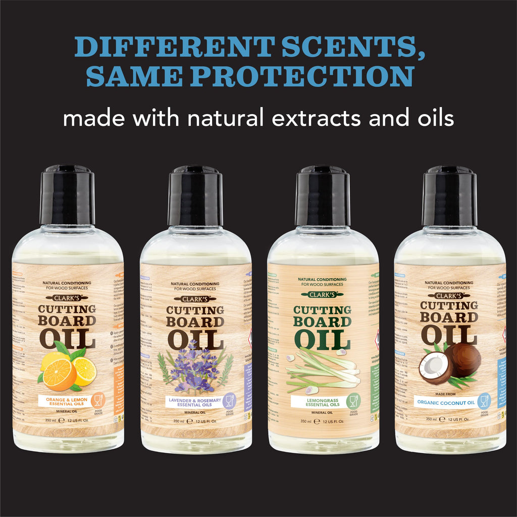CLARK'S Cutting Board Oil - Pure Organic Coconut Oil for Wood Cutting Board - Butcher Block Conditioner - Restores and Protects Wood, 355ml