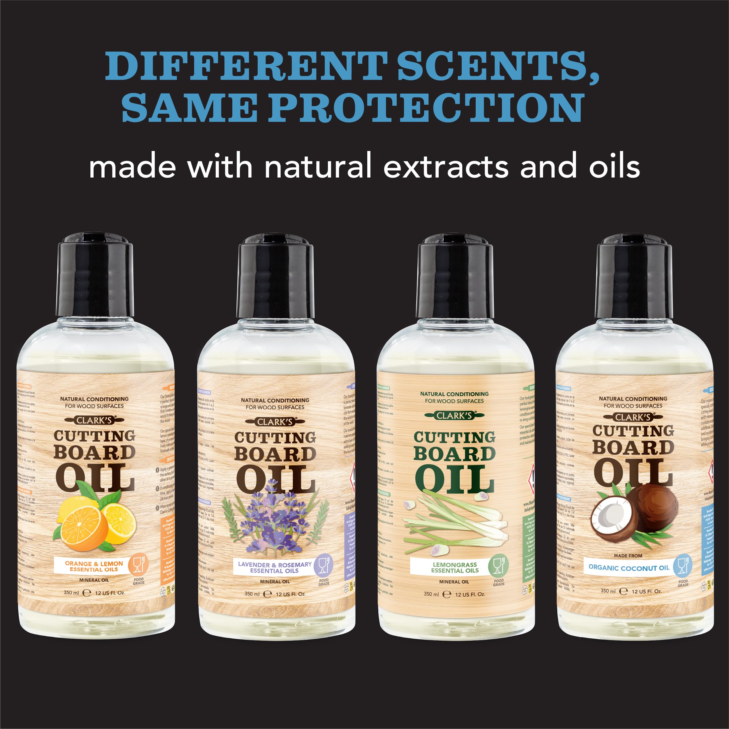 CLARK'S Cutting Board Oil - Pure Organic Coconut Oil for Wood Cutting Board - Butcher Block Conditioner - Restores and Protects Wood, 355ml