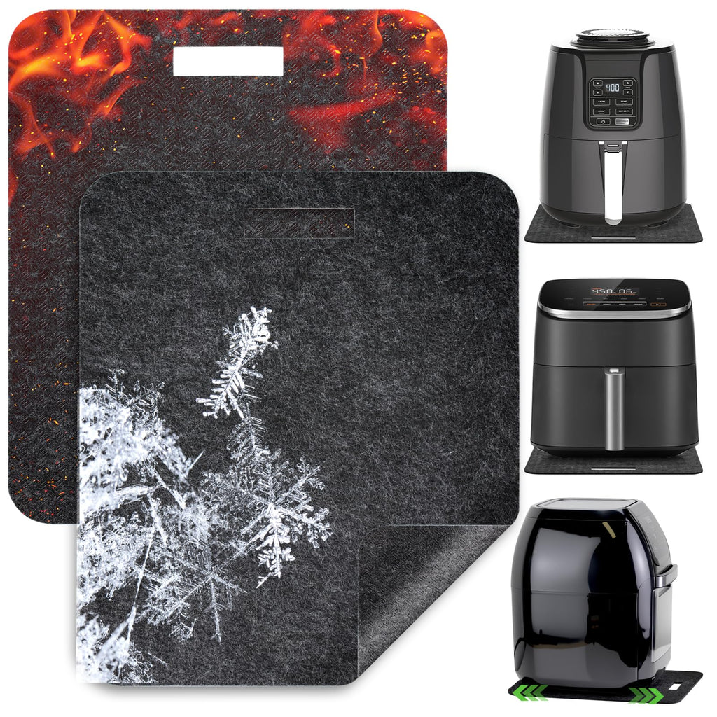 Heat Resistant Mat for Air Fryer with Sliding Function, 2 Pcs 12*14 in Heat Resistant Pad Sliding Caddy Countertop Protector Mat Compatible with Cosori Air Fryer 5 QT 5.8 Qt, Ninja Air Fryer
