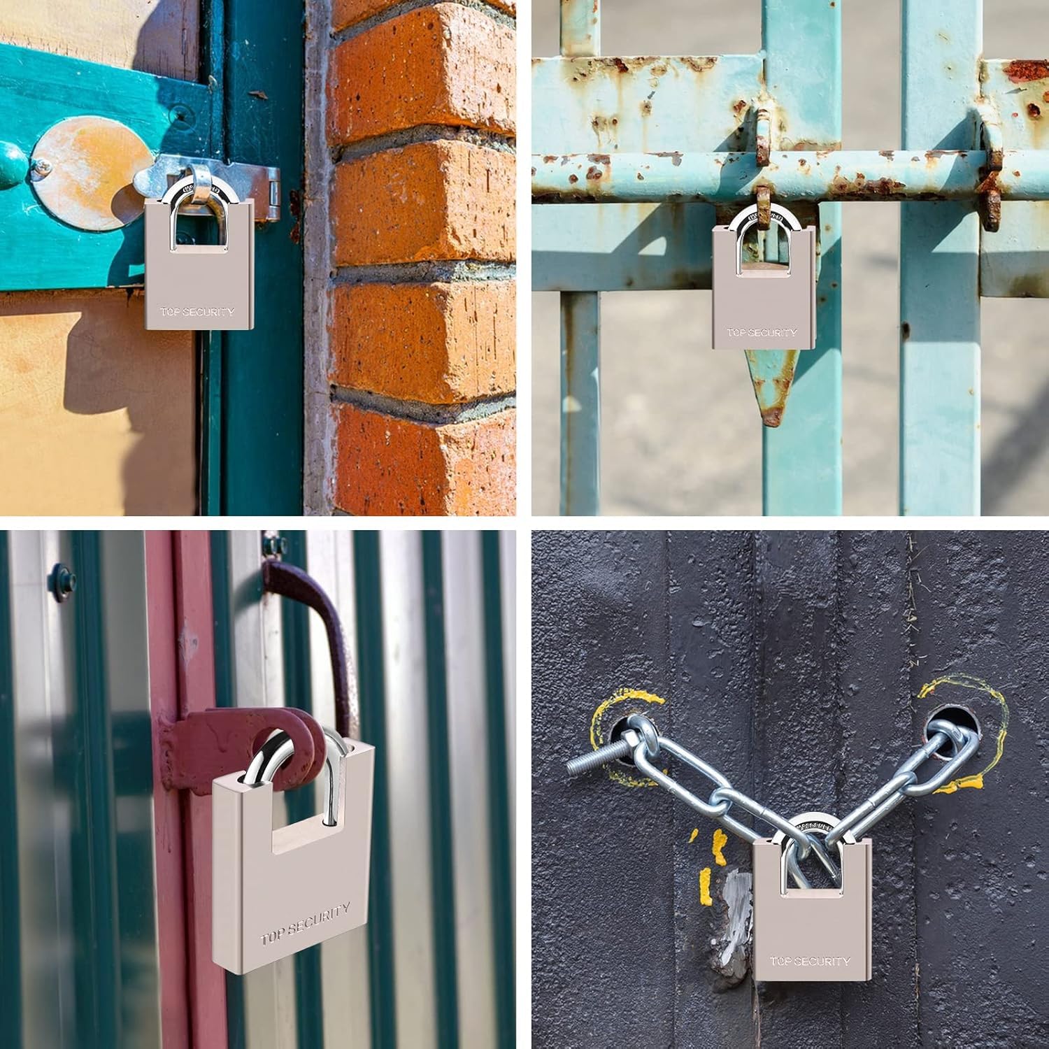 AMMIY Locks with 4 Keys，Keyed Alike Heavy Duty Pad Lock，Outdoor Solid Brass Keyed Padlock, High Security Wraped Beam Padlock with Key for Gate Lock School Gym Locker Storage Unit Fence Hasp Toolbox
