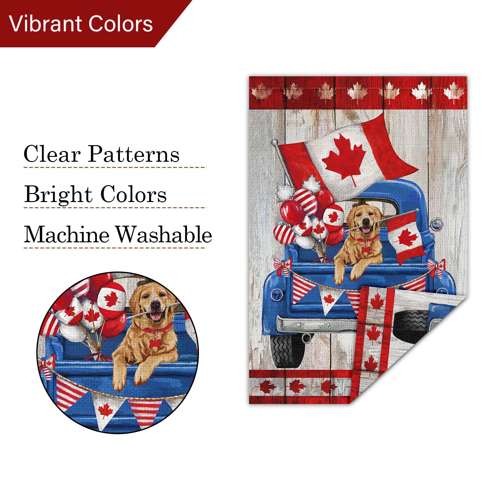 Louise Maelys Canada Day Garden Flag 28x40 Double Sided, Burlap Small Patriotic Truck Dog Welcome Yard House Banner Canadian Outside Outdoor Seasonal Porch Lawn Decoration (Only Flag)