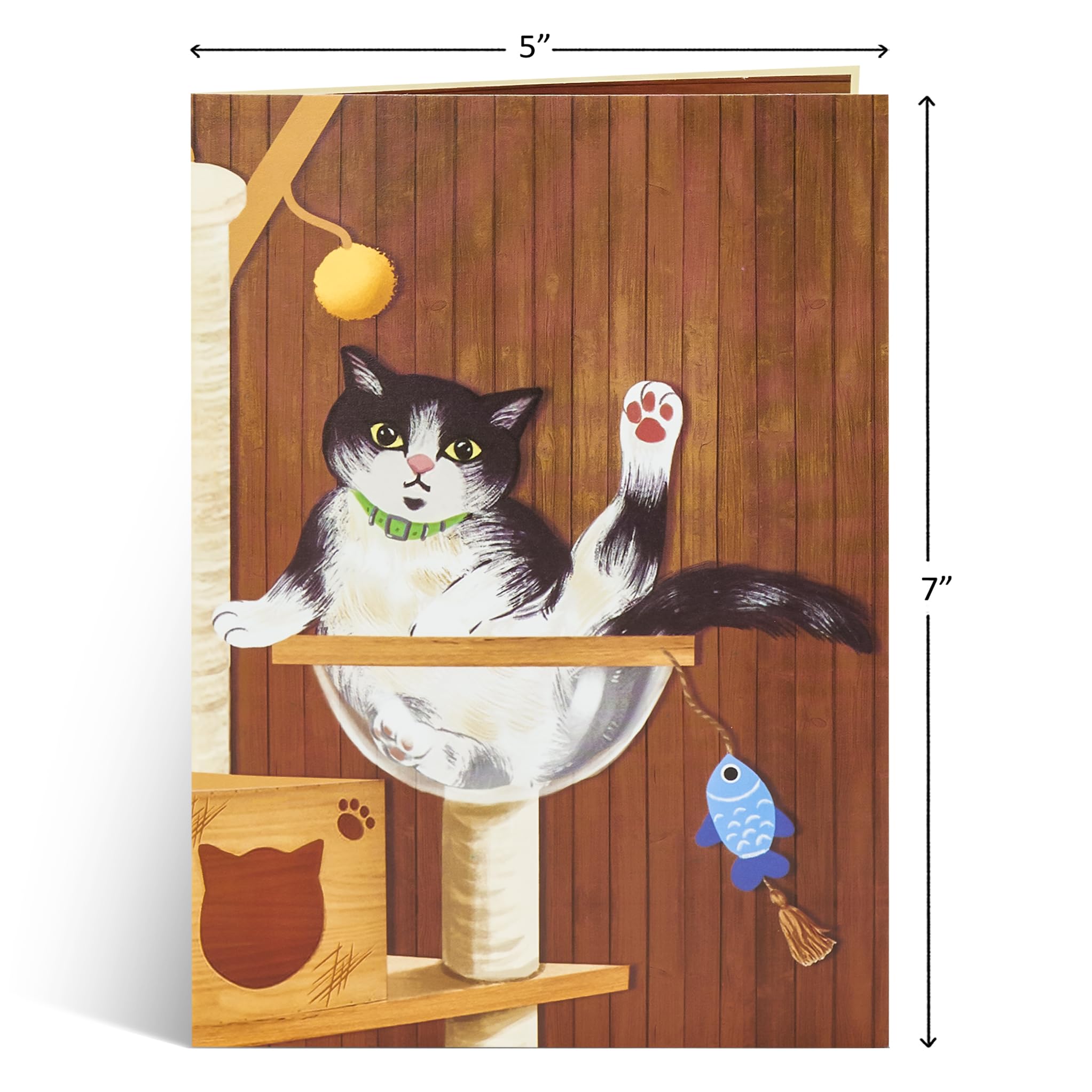 POPWOW Cat Tree Pop Up Card, Funny Cats, 3D Greeting Card, Gifts for Birthday, Valentines day, Mothers Day, Fathers Day, Cat Person, 5x7 - Includes Envelope And Message Note