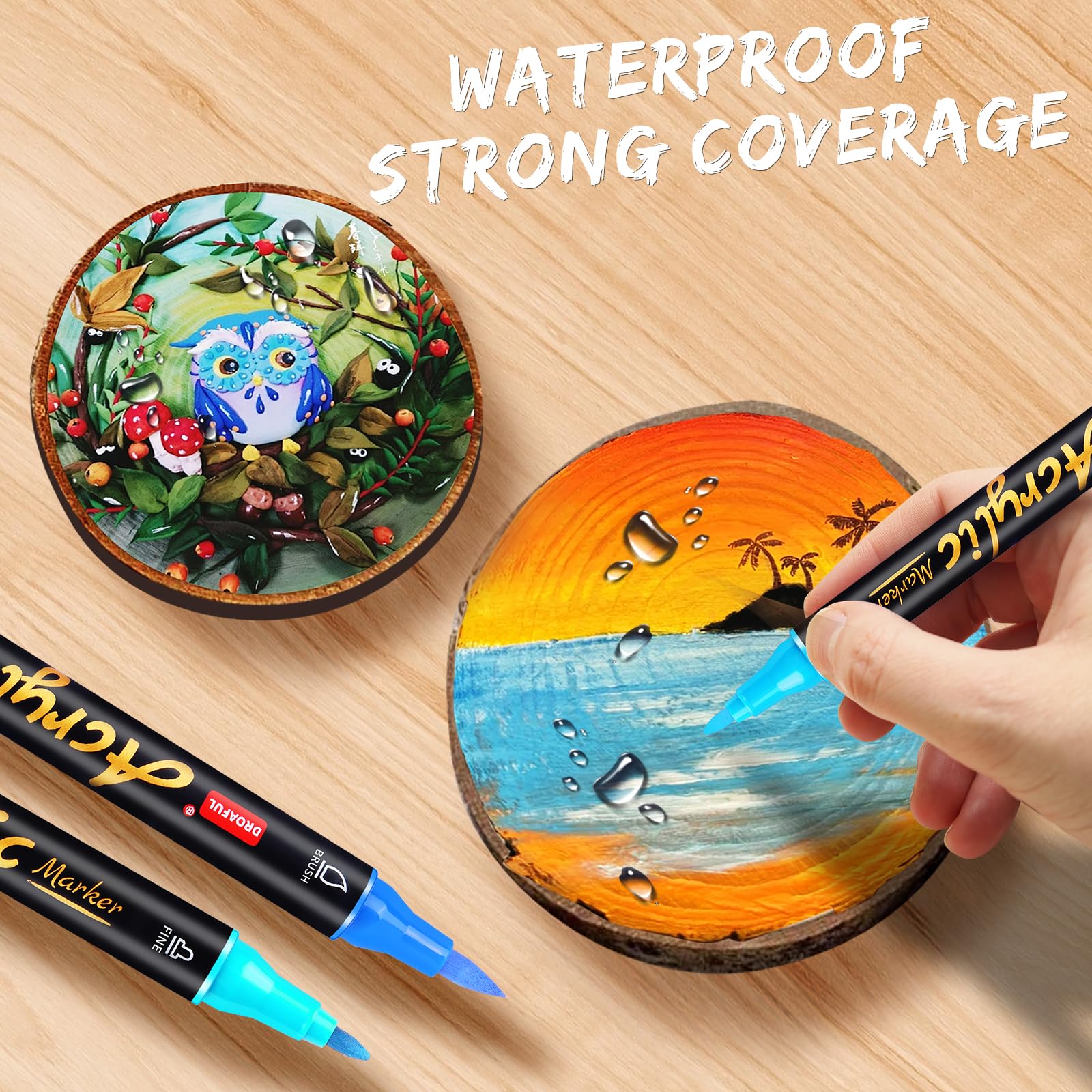 Acrylic Paint Pens Markers, 60 Colors Dual Tips Waterproof Paint Markers For Rock Painting, Fabric, Metal, Glass, Wood, Canvas, Ceramic, Plastic, Non-Toxic & Odor, Premium Art And DIY Craft Supplies