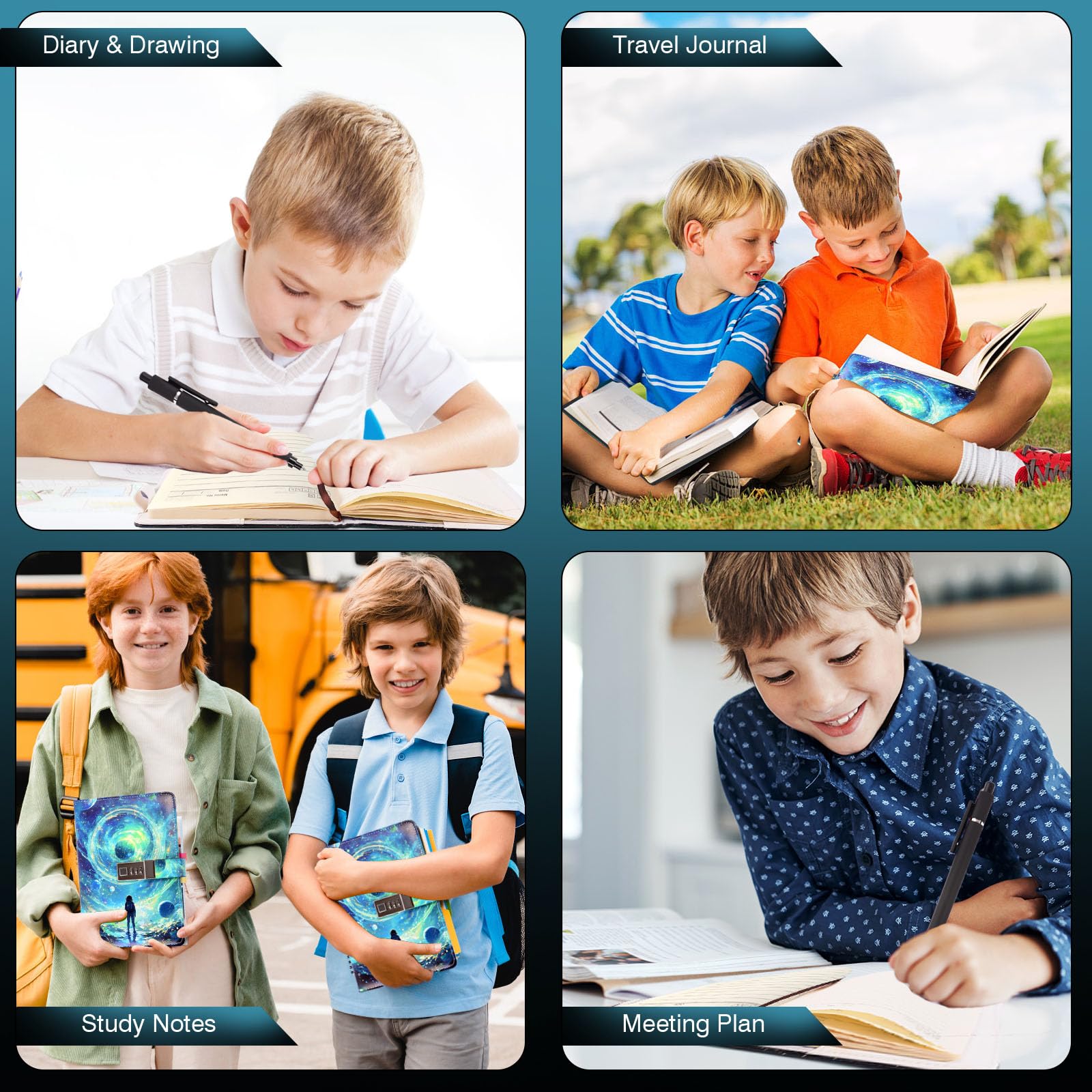 Diary with Lock for Boys Ages 8-12, A5 Journal with Lock 192 Pages-Adventure Travel Kids Journals for Teen Boys, Secret Diary with Pen, Notebook for 10 11 12 13 14 15 Teenage Kids Men