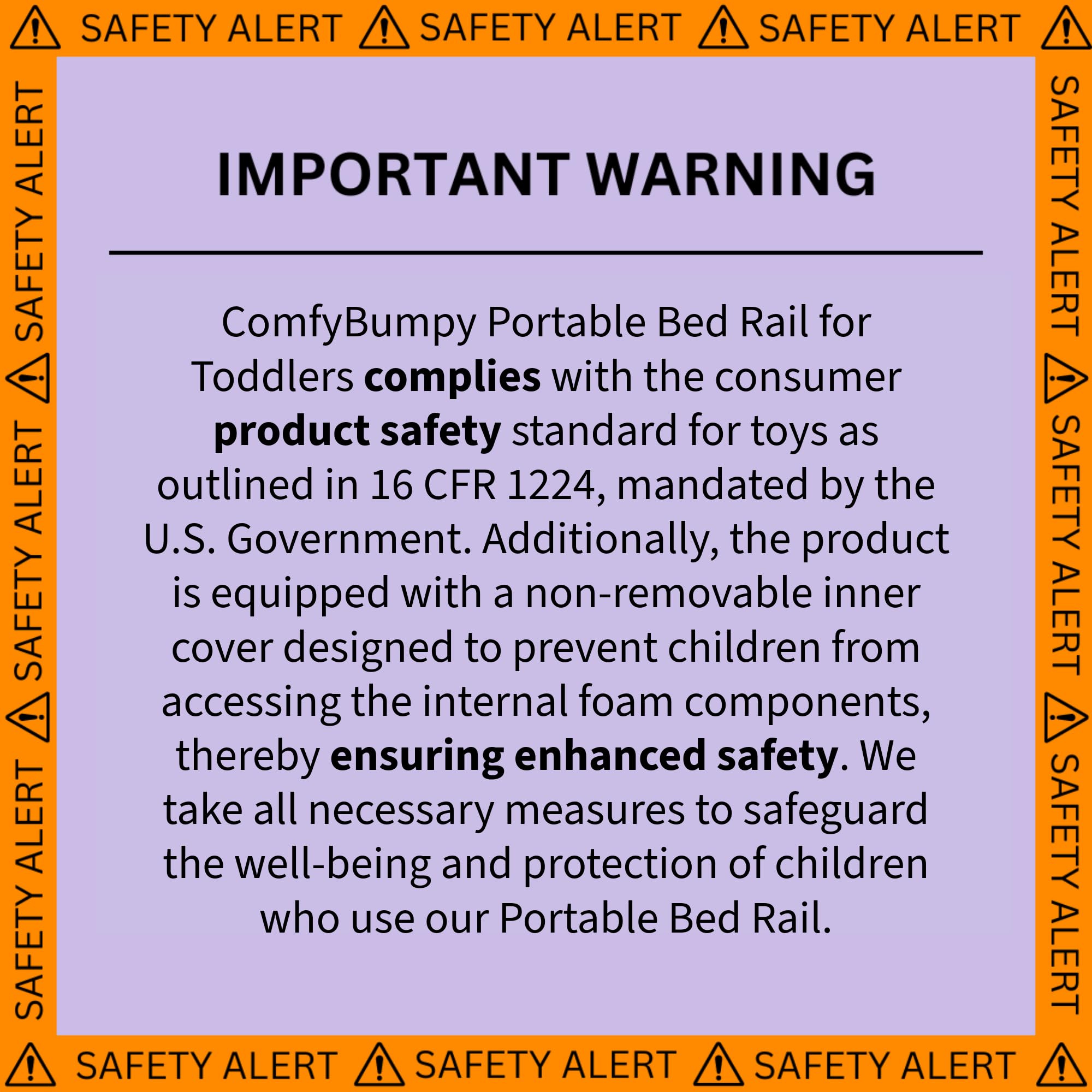 ComfyBumpy Bed Bumper for Toddlers 52" x 5" – Foam Rail Guard with Non-Slip Stability | Safer & More Secure Convex Design | Fits Twin, Full, Queen & King Mattresses