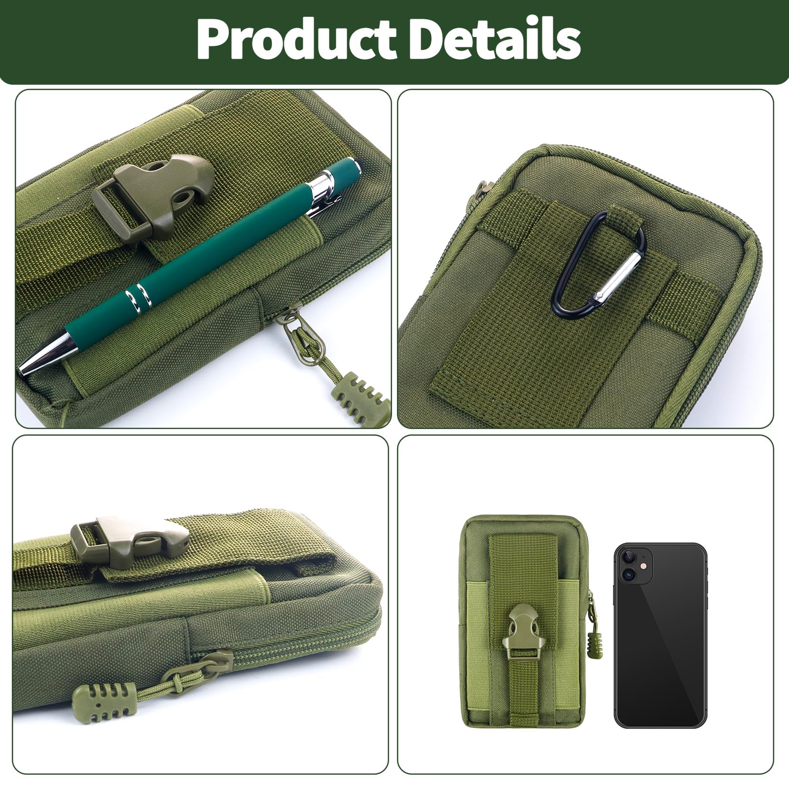 7 Piece Waterproof Notebook Set, 3 X 5 Inch Write in The Rain Notebook All Weather with Pen and Waterproof Multi Functional Waist Pack for Outdoor Activities Recording (Army Green)