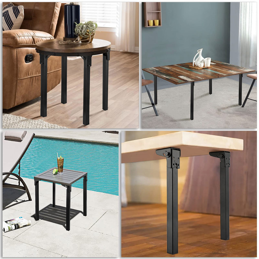 JuxYes 4 PCS Metal Folding Table Legs, Foldable Furniture Legs Heavy Duty Hairpin Table Legs Desk Legs Height 400mm/16 inch with Mounting Screws, Black