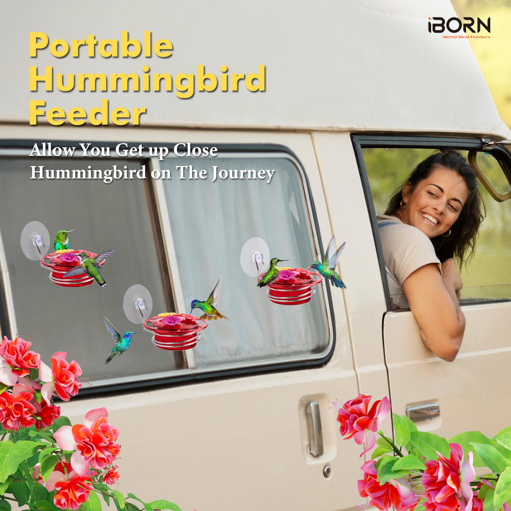 iBorn Circular Hanging Hummingbird feeders for Outdoors 3PCS 3OZ Mini Hummingbird Feeder Humming Bird Feeder, Silicone Feeding Ports, Bee-Proof, 2025 New