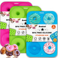 Anaeat 3 Pack Donut Pan Silicone Baking Mold, Just Pop Out! Non-Stick Doughnuts Baking Pans for 6 Full-Size Donuts, Muffins, Cake Biscuit Bagels - Easy Clean, Oven, Dishwasher Safe(Multicolor)