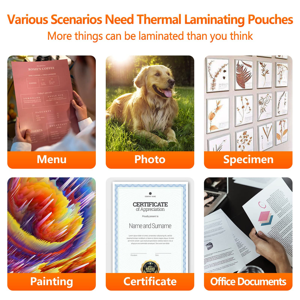 SJPACK Clear Thermal Laminating Pouches,Plastic Paper Laminator Sheets,9 x 11.5 Inches (3 Mil / 100 Pack)