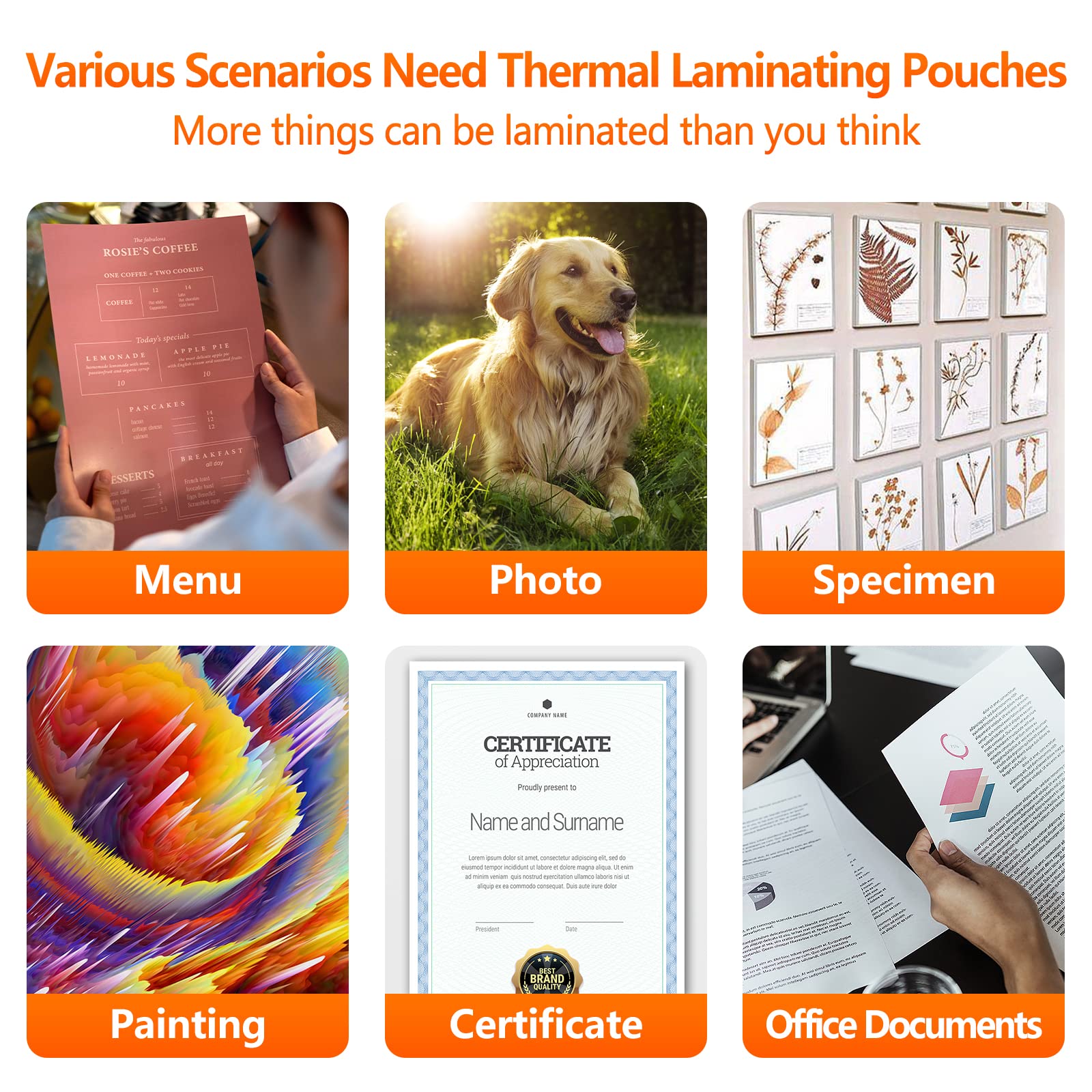 SJPACK Clear Thermal Laminating Pouches,Plastic Paper Laminator Sheets,9 x 11.5 Inches (3 Mil / 100 Pack)