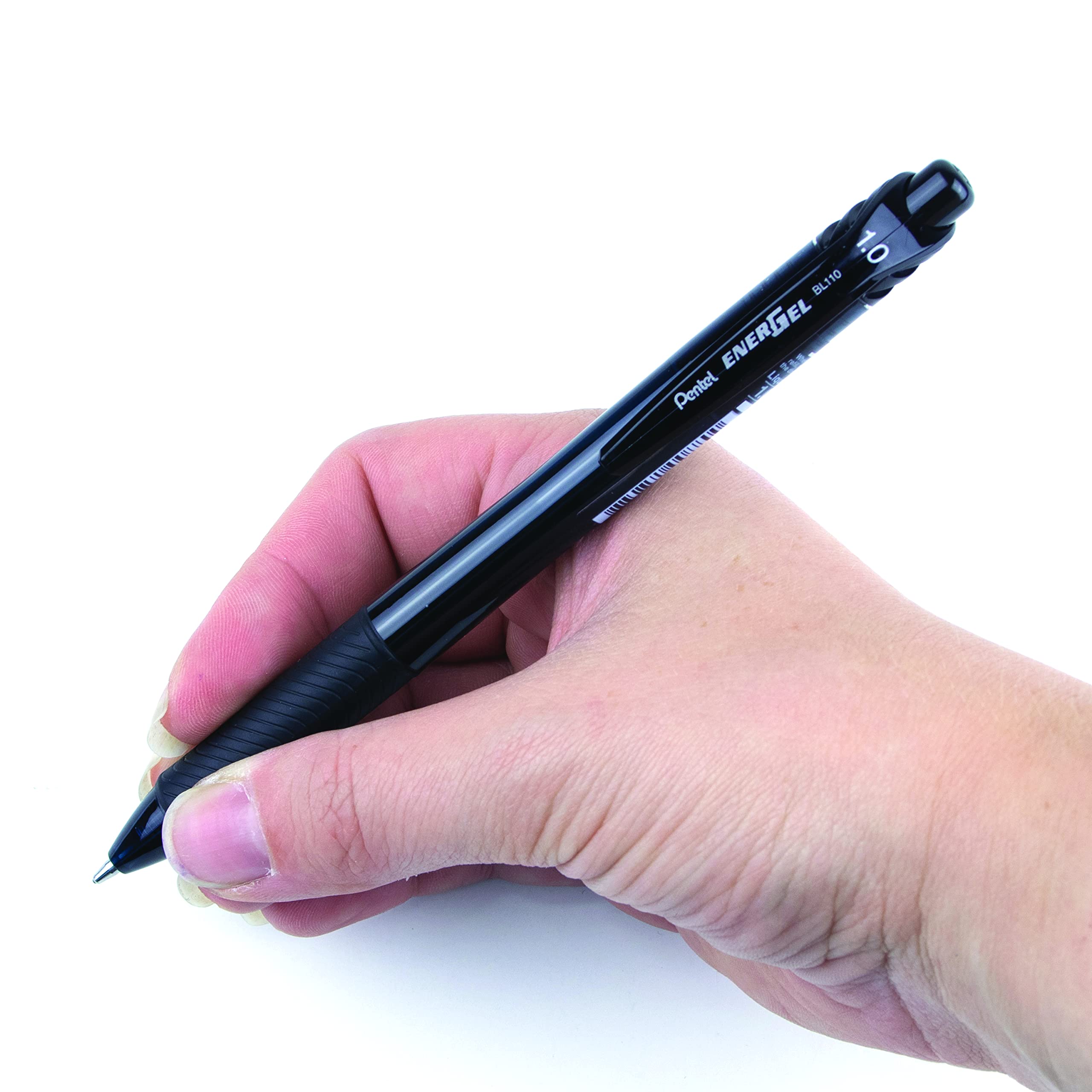 Pentel EnerGel X Retractable Liquid Gel Rollerball Pen, Everyday Writing, Office Supplies, School Supplies, 1.0mm Bold Point, Black Ink, BL110-A, Box of 12