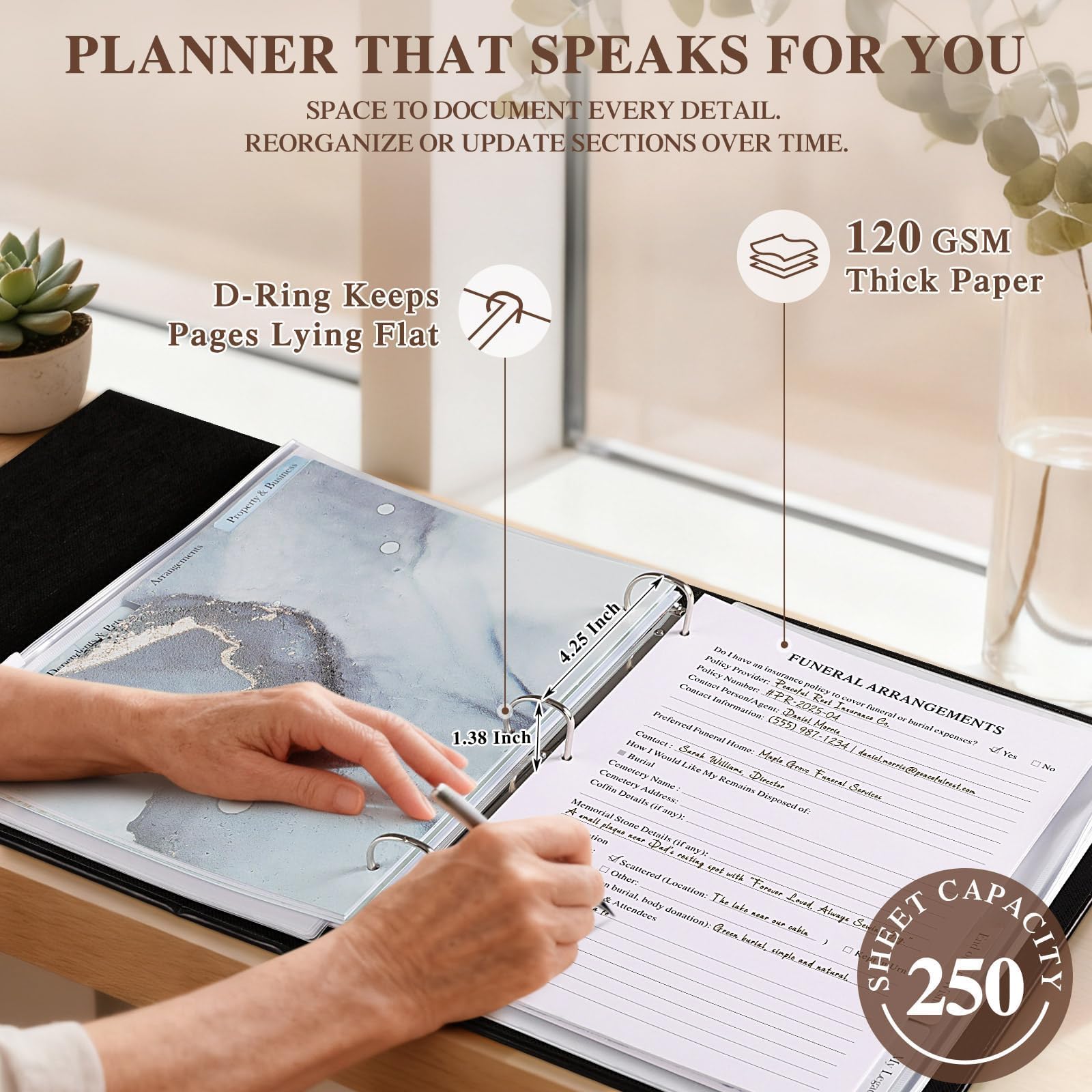 Lanpn End of Life Binder - 8.5x11, Final Wishes & Estate Document Folder with 8 Dividers & 10 Letter Size Binder Pockets, Death Planner Organizer, Before Death Life Plan When I Die Journal Book