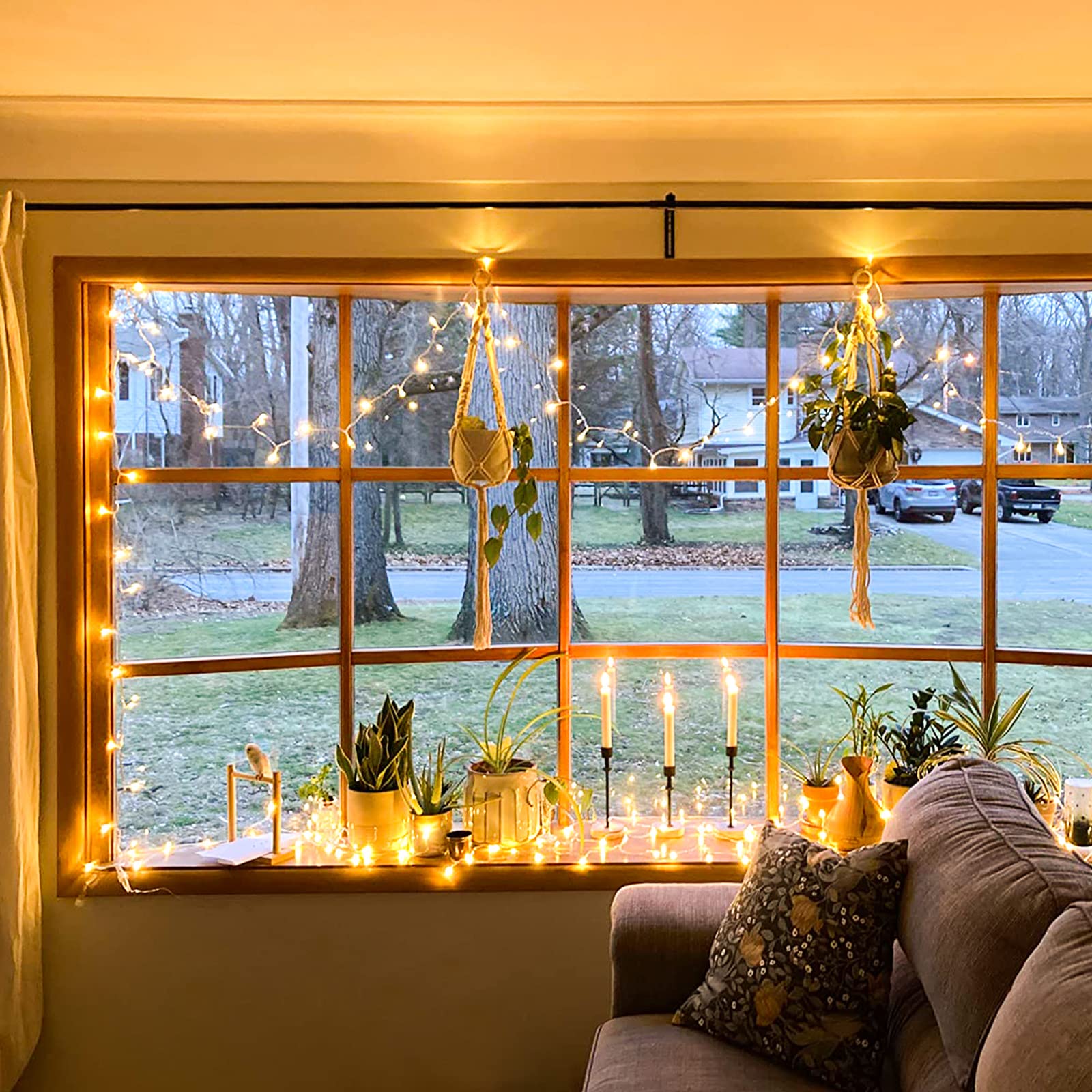 JMEXSUSS Warm White Indoor String Lights for Bedroom, 8 Modes Plug in Twinkle Fairy Lights, 33ft 100LED Christmas Lights Outdoor Waterproof Clear Wire