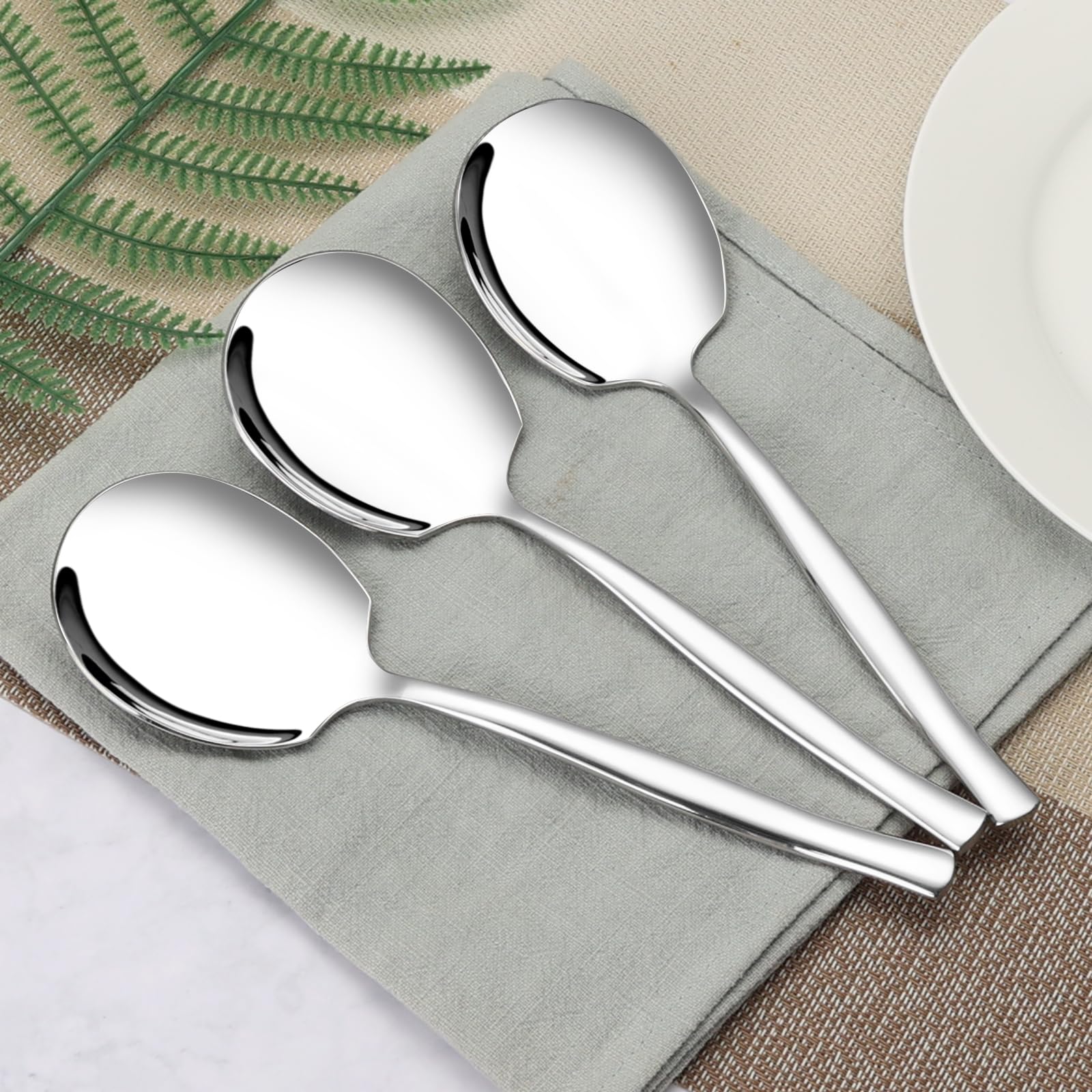 Oymlclivisa 6 Pieces Stainless Steel Serving Spoons, Large Buffet Serving Spoons