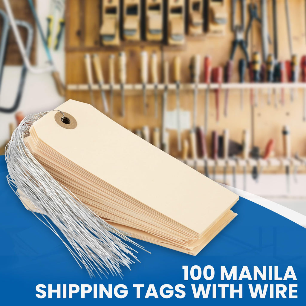 Perco Manila Shipping Tags #5 12x6 cm with Metal Wire Pack of 100