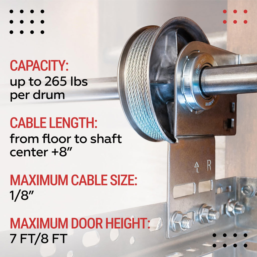 Overhead Garage Door Parts 400-8 Standard Lift, Up to 8" High Doors Garage Door Cable Drum (Pair, 4.85 Inches Each)