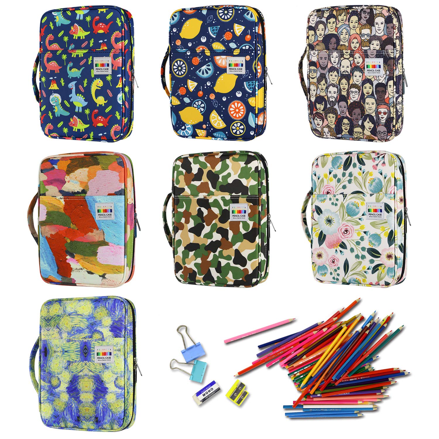 Colored Pencils Case for 220 PCS Prismacolor Colored Pencils, Large Capacity Pen Case Organizer for Crayola Colored Pencil &Gel Pen by YOUSHARES (Watercolor Flowers)