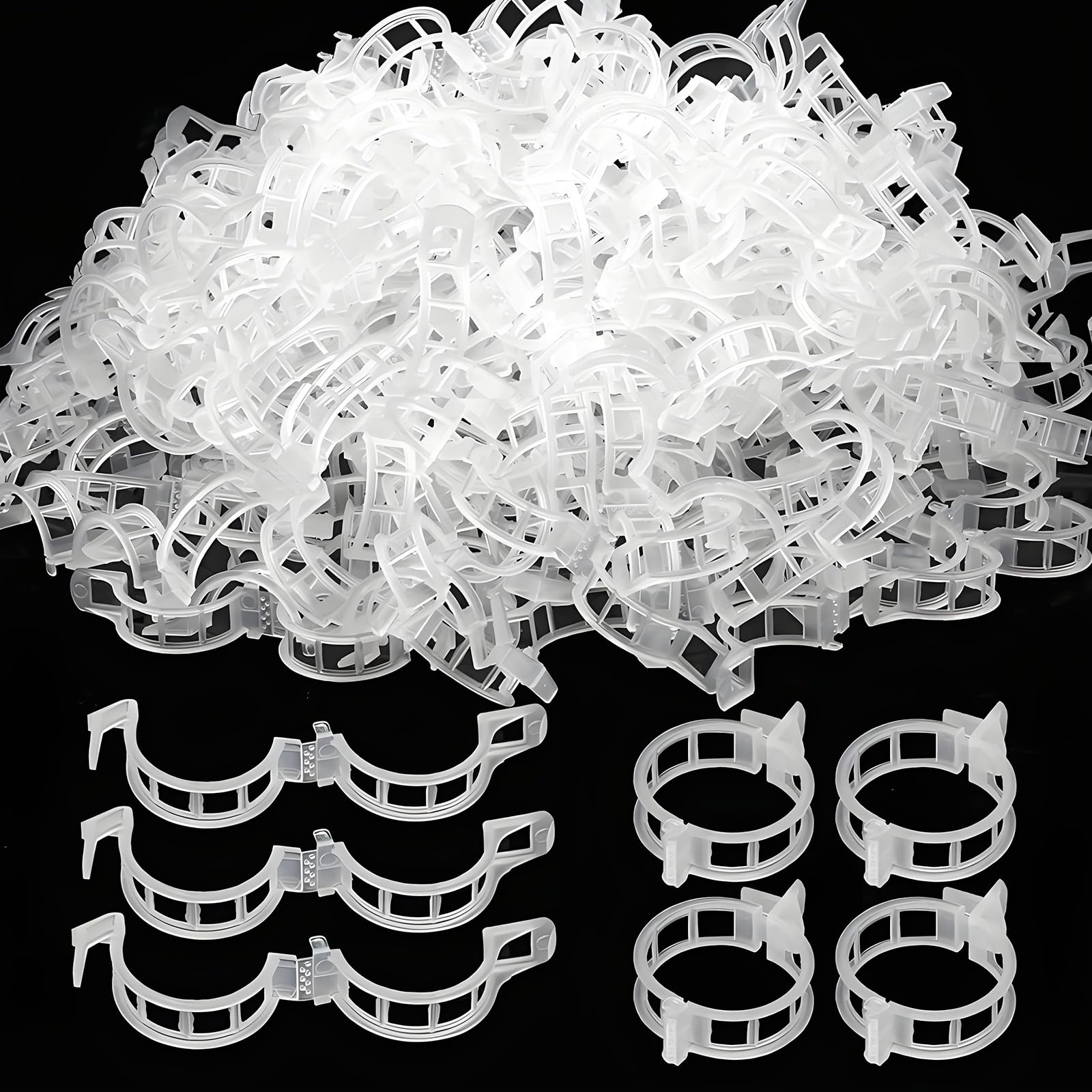 VASLON 300PCS Tomato Clips, Garden Plant Support Clips for Tomatoes, Vines, Flowers, Vegetables, Climbing Plants to Grow Upright and Healthier (White)