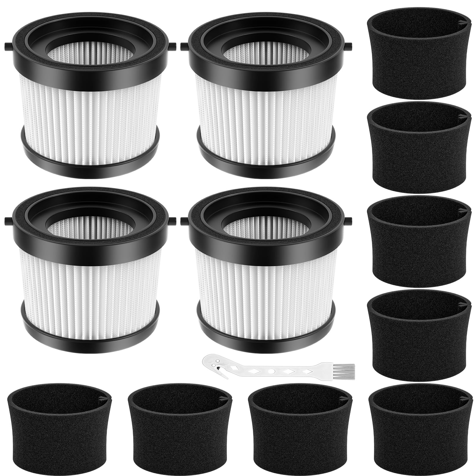 DCV501HB Filter Compatible with DEWALT 20V Vacuum Cordless Handheld Vacuum DCV501HB, with 8 Foam Sleeve Filters & 1 Brush, Part # DCV5011H, 4 Packs