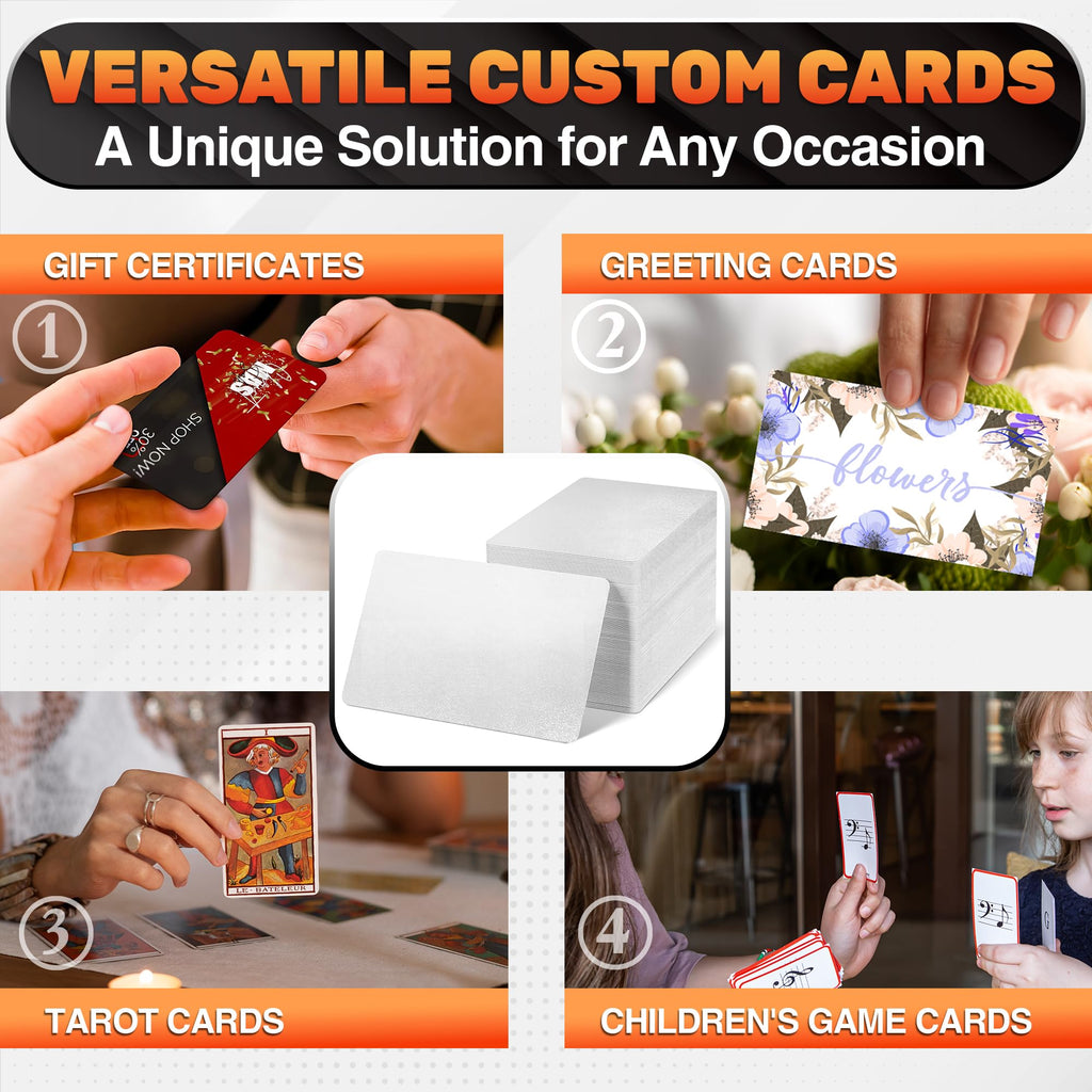 100 Pcs Sublimation Business Card Blanks – Double-Sided Sublimation Blanks for Printing of Logos, Nameplates, and Custom Gifts – Quality Ultra-Thin Aluminum Alloy Cards in Pearl Color