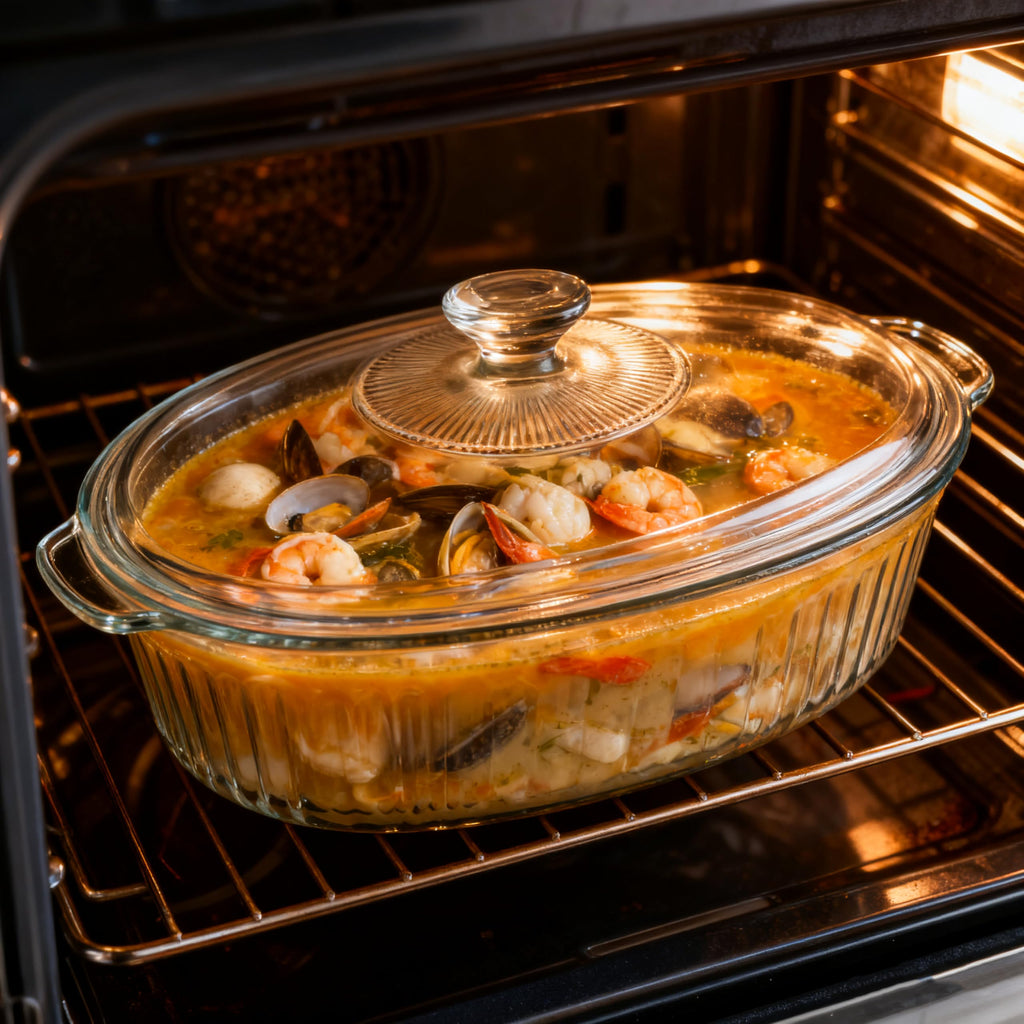 Vitrignis Casserole Dish With Lid - 3qt Glass Baking Dishes For Oven - Clear oval Glass Casserole Dish - Cookware For Cooking, Baking, Serving