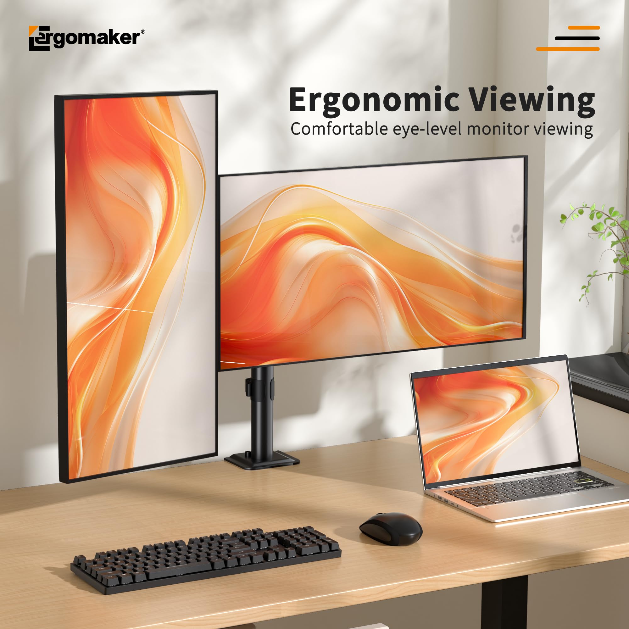 ERGOMAKER Dual Monitor Arm, Adjustable Dual Monitor Mount, Duty Dual Monitor Stand for Desk for 2 Computer Monitors up to 27", Double Monitor Mount for LCD Screens