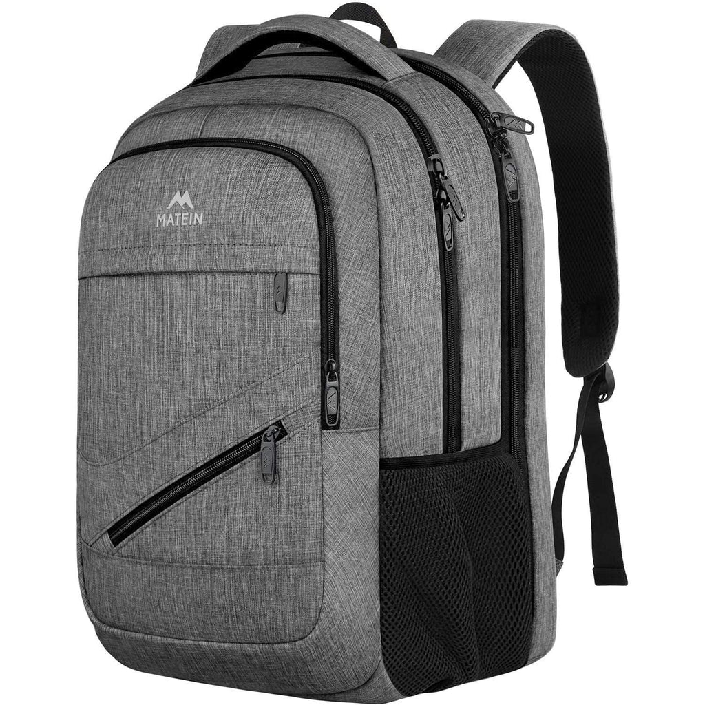 MATEIN Laptop Backpack, 17 inch Business Flight Approved Carry on Backpack, TSA Large Computer Backpack for Men Women with Trolley Sleeve, College School Tactical Book Bag, Grey