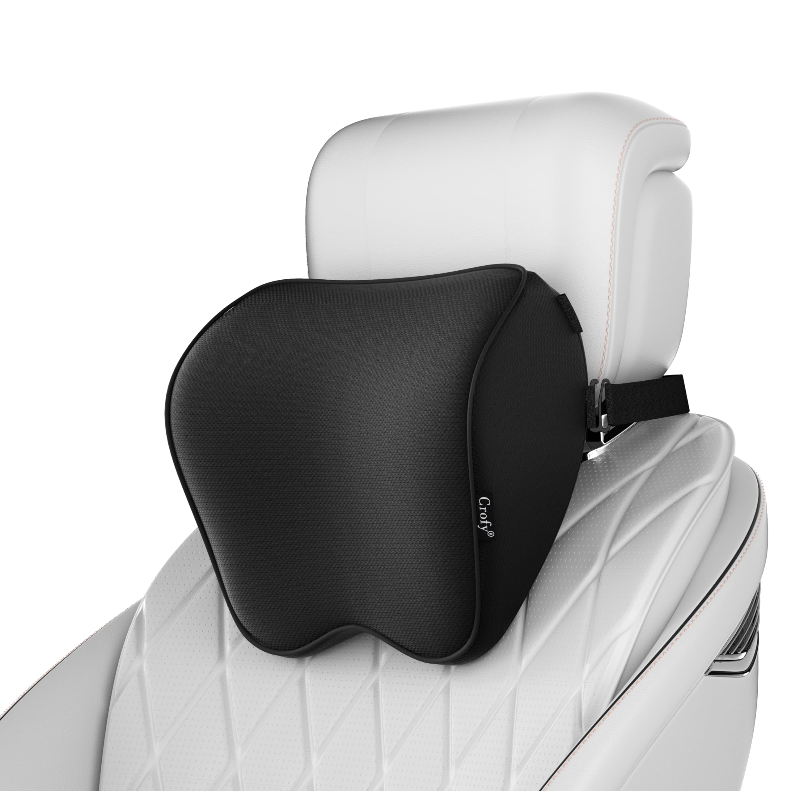 Crofy 2 Pack Car Neck Pillow, Softness Car Headrest Pillow for Driving with Adjustable Strap, 100% Memory Foam and Breathable Removable Cover, Comfortable Ergonomic Design