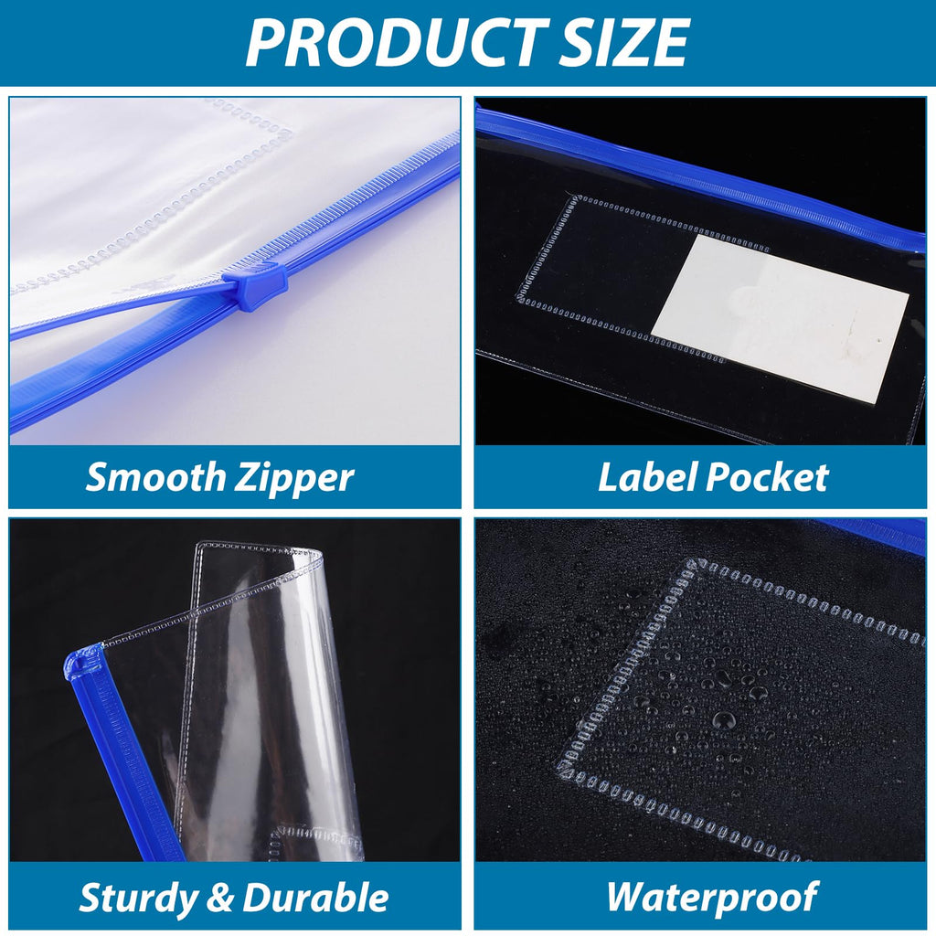 ABuff 80 PCS Poly Zip Envelope, A6 Size Small Plastic Envelope Waterproof Zipper Pouches with Label Pocket, Reusable Clear Pencil Bags Cash Envelopes for School Office Supplies, 4 Color, 9 x 4.7 Inch
