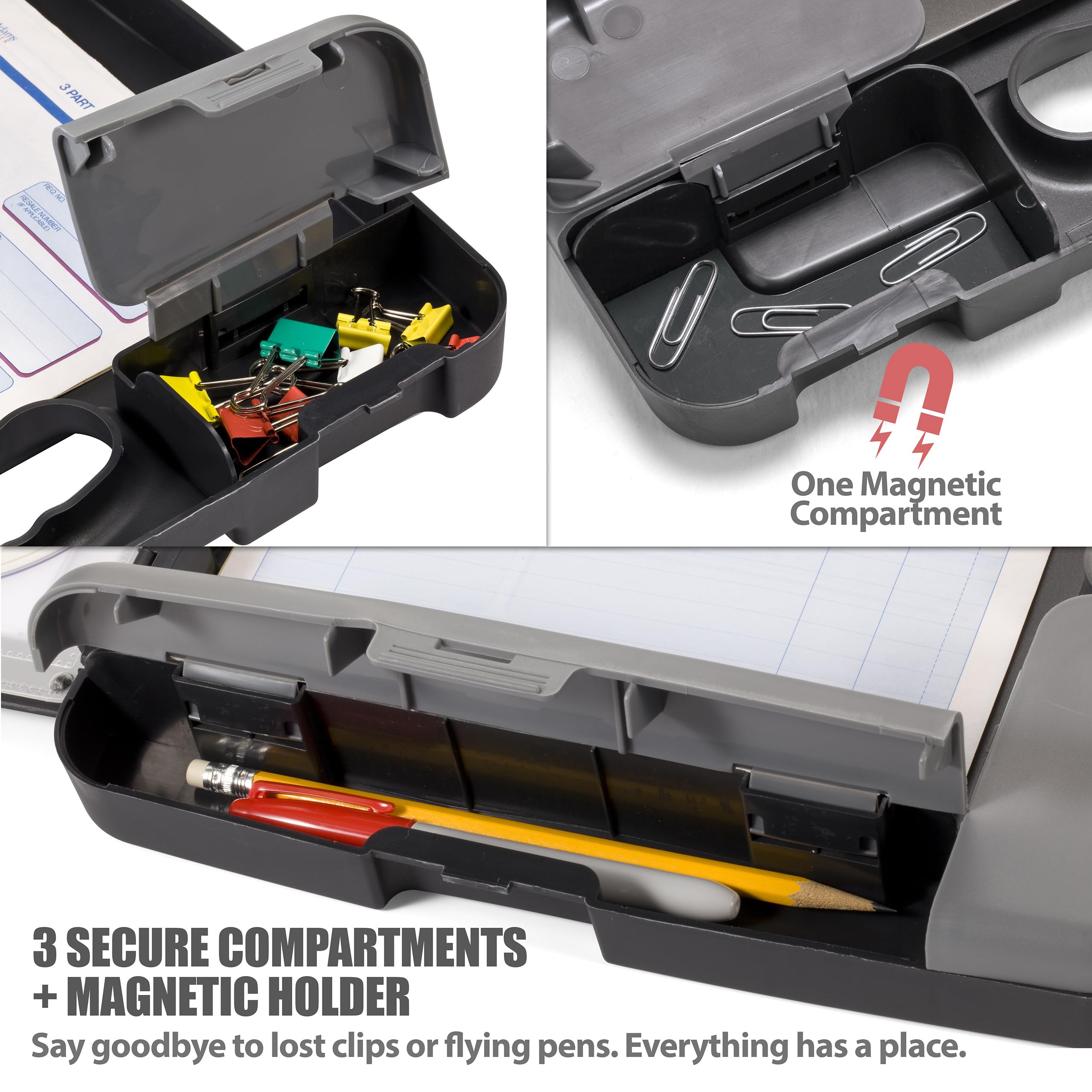 Officemate Portable Clipboard Storage Case, Charcoal (83301)