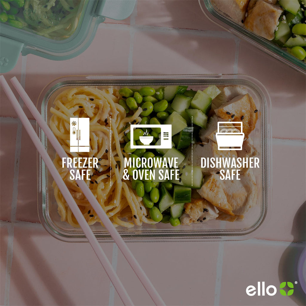 Ello 3.4 Cup 10Pc, 5 Pack Glass Meal Prep Sets Leak-Proof Glass Food Storage Containers with Airtight BPA-Free Plastic Lids, Dishwasher, Microwave, and Freezer Safe