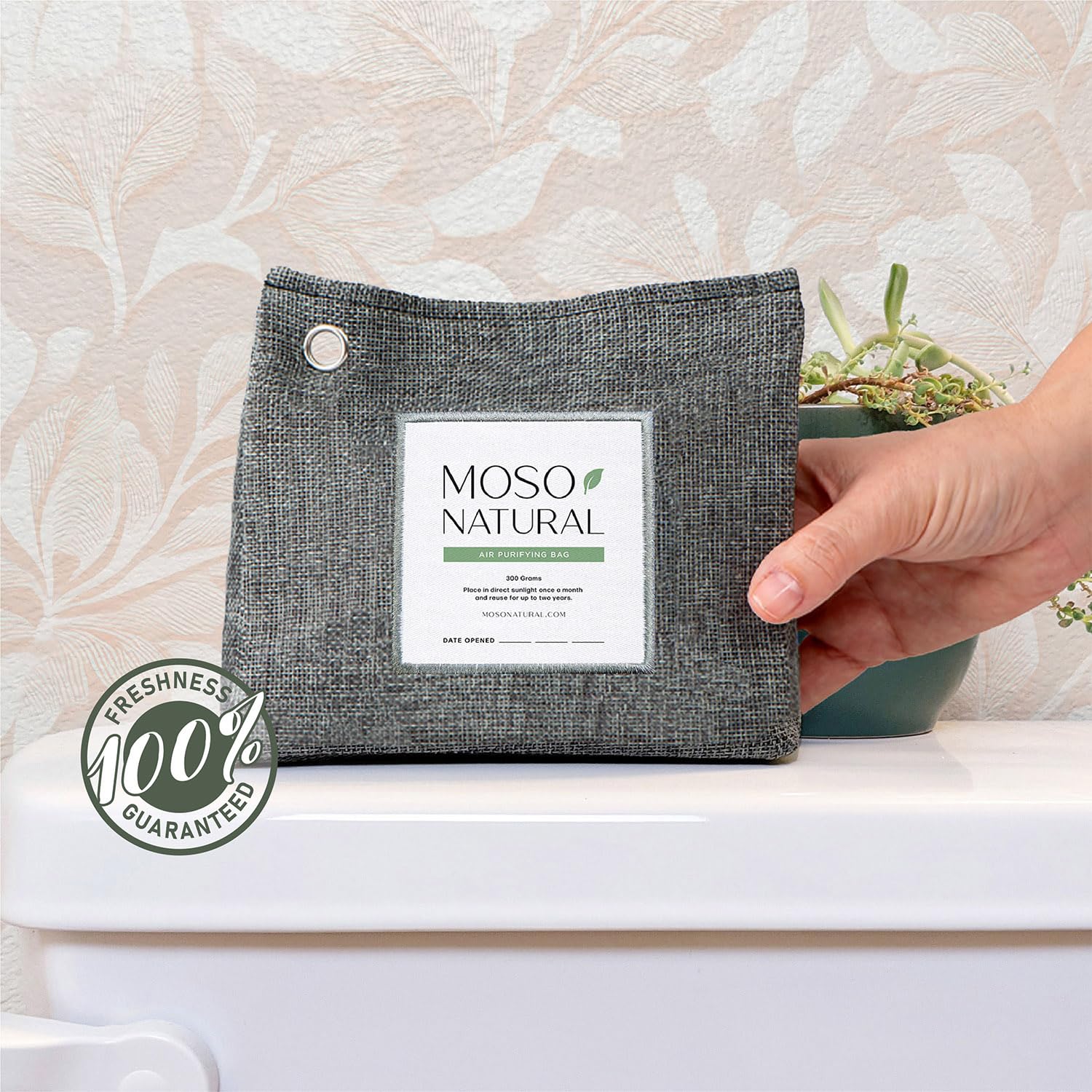 Moso Natural Air Purifying Bag 300g (10.58oz) Premium Bamboo Charcoal Odor Absorber for Home & Pet | Closet Odor Eliminator & Small Room Deodorizer | Charcoal Bags Last 2 Years | Unscented (2 Pack)