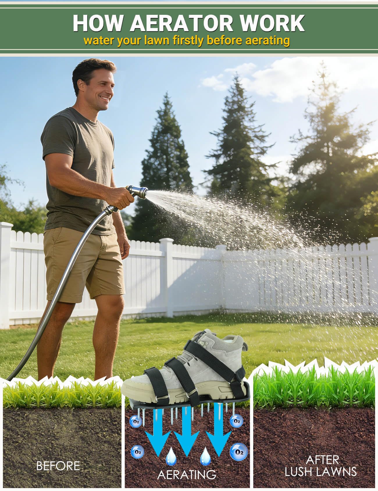 MILLUXXi Lawn Aerator Shoes with Hook & Loop Straps for Effectively Aerating Lawn Soil, Free-Installation Heavy Duty Spiked Sandals Shoes for Yard Patio Garden, One Size Fits All