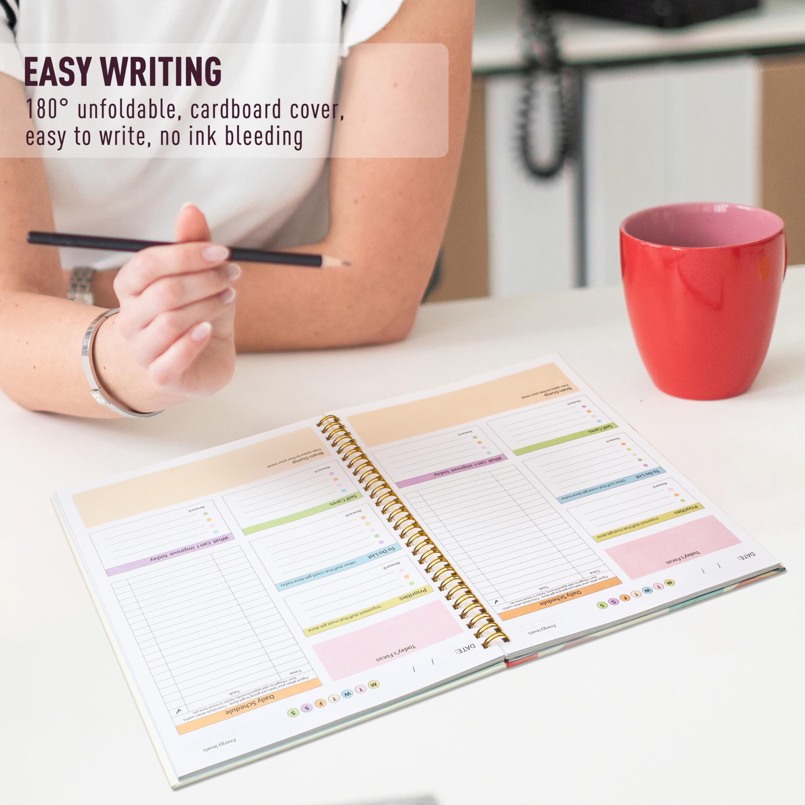 ADHD Planner for Women，Daily Productivity Planner with Task Management Organizer for Neurodivergent Adult,Teens , Self-Cares, Daily Schedule,To-Do List,Brain Dump,ADHD Journal with Cardboard Cover to