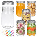 Jinaneil 6 Pack 12 oz Regular Mouth Mason Jars with Silver Lids and Bands, Bonus 6 One-Piece Lids -Glass Canning Jars for Pickling, Canning, Meal Prep