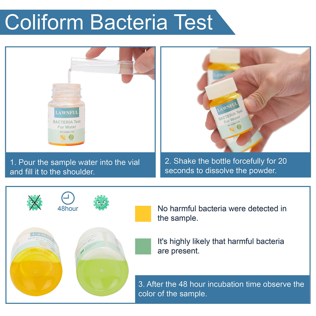 Drinking Water Test Kit, LAWNFUL 17 in 1 Tap & Well Water Test Kit,100 Water Strips+ 2 Bacteria Tests, High Precision Home Water Test Kit Detect Bacteria, pH, Copper, Lead, Iron, Hardness and More