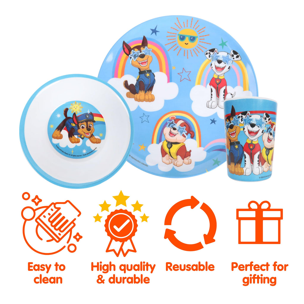 PAW Patrol 3PC Melamine DINNERWARE Set in Gift Box