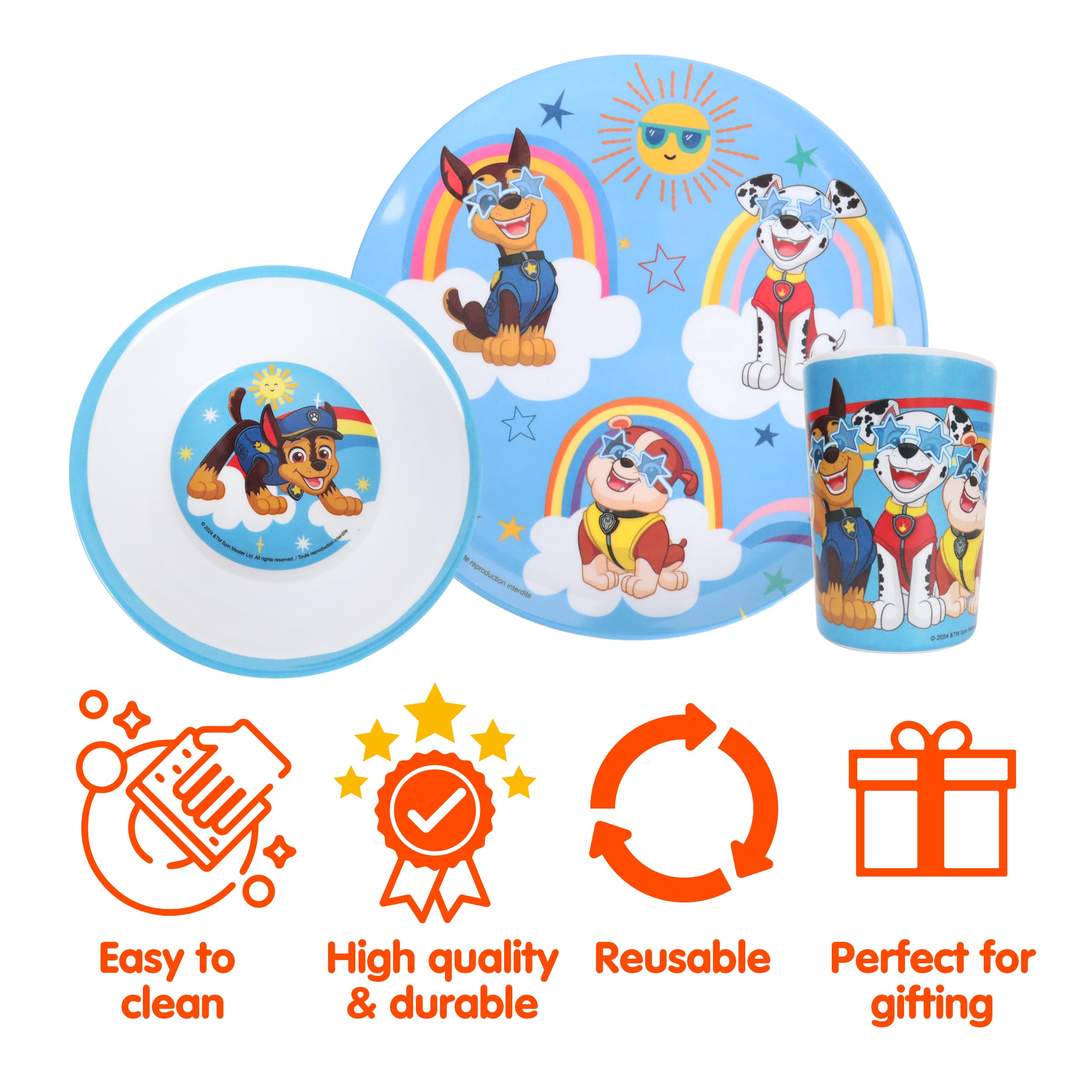 PAW Patrol 3PC Melamine DINNERWARE Set in Gift Box